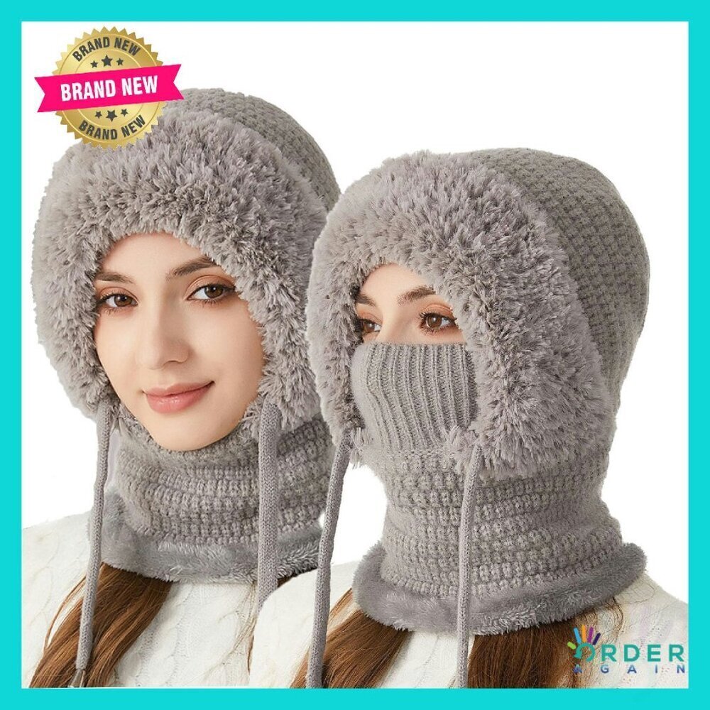 Fleece Lined 3-in-1 Beanie Scarf Mask Set Thermal Winter Ski Kit